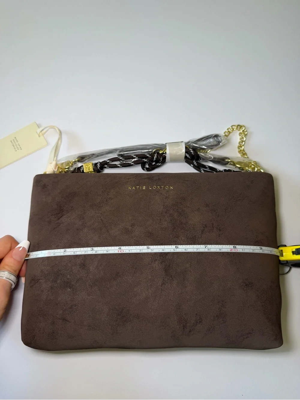 Brown Vegan Suede Crossbody Bag with Chain Strap